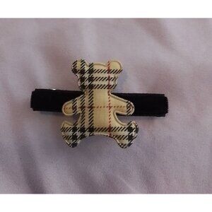 Vintage Plaid Teddy Bear Hair Clip Barrette